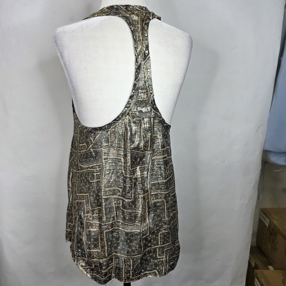 Isabel Marant x H&M silk Metallic studded racer back Tank top - Picture 2 of 12